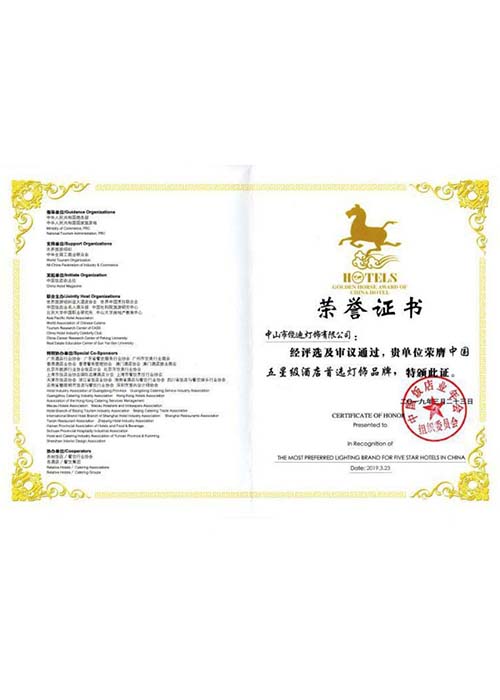Certificate of honor